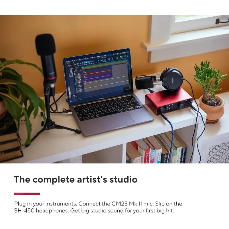 Pacchetto Studio Scarlett 2I2, audio USB di quarta generazione, interfaccia con microfono a condensatore, cuffie per compositrice