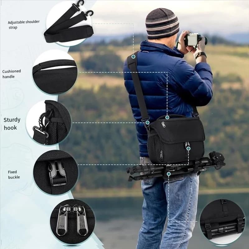 FFYYY-Borsa portaoggetti per camera Shoulder bag for camera reflex Messenger Waterproof lightweight stand-alone bag