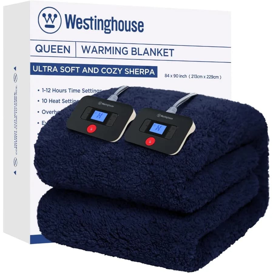 Coperta elettrica Queen Size Coperta riscaldata Sherpa morbida in peluche con 10 livelli di riscaldamento e spegnimento automatico 1-12 ore Lavabile in lavatrice 84
