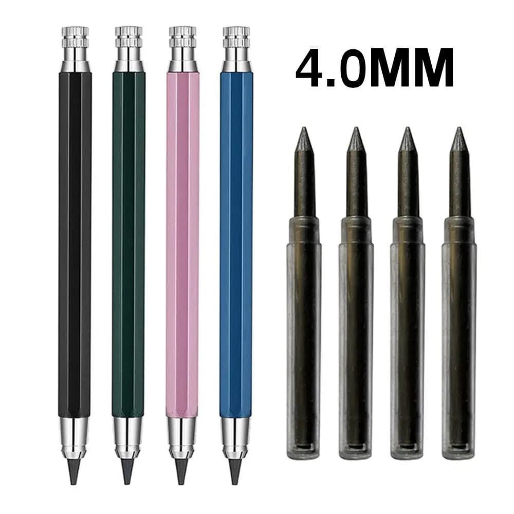 4.0mm Mechanical Pencil Metal 2B/4B/6B/8B/10B Pencil Refill Automatic Pencil Drawing Writing Tool Sketch Comics Design