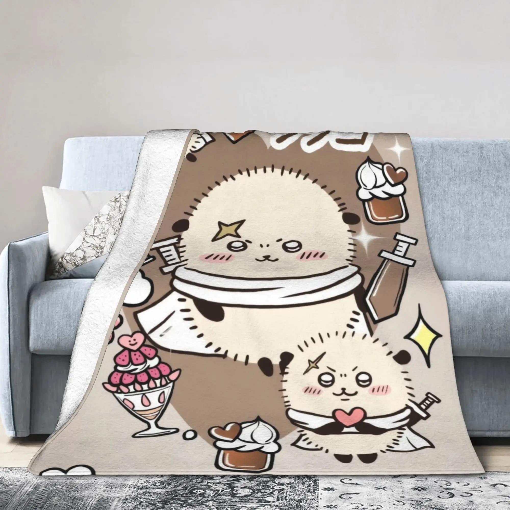 Kawaii C-Chiikawa Rakko Coperta Cartoon Flanella Stampata Coperta multifunzione super calda per divano Tappeto per auto