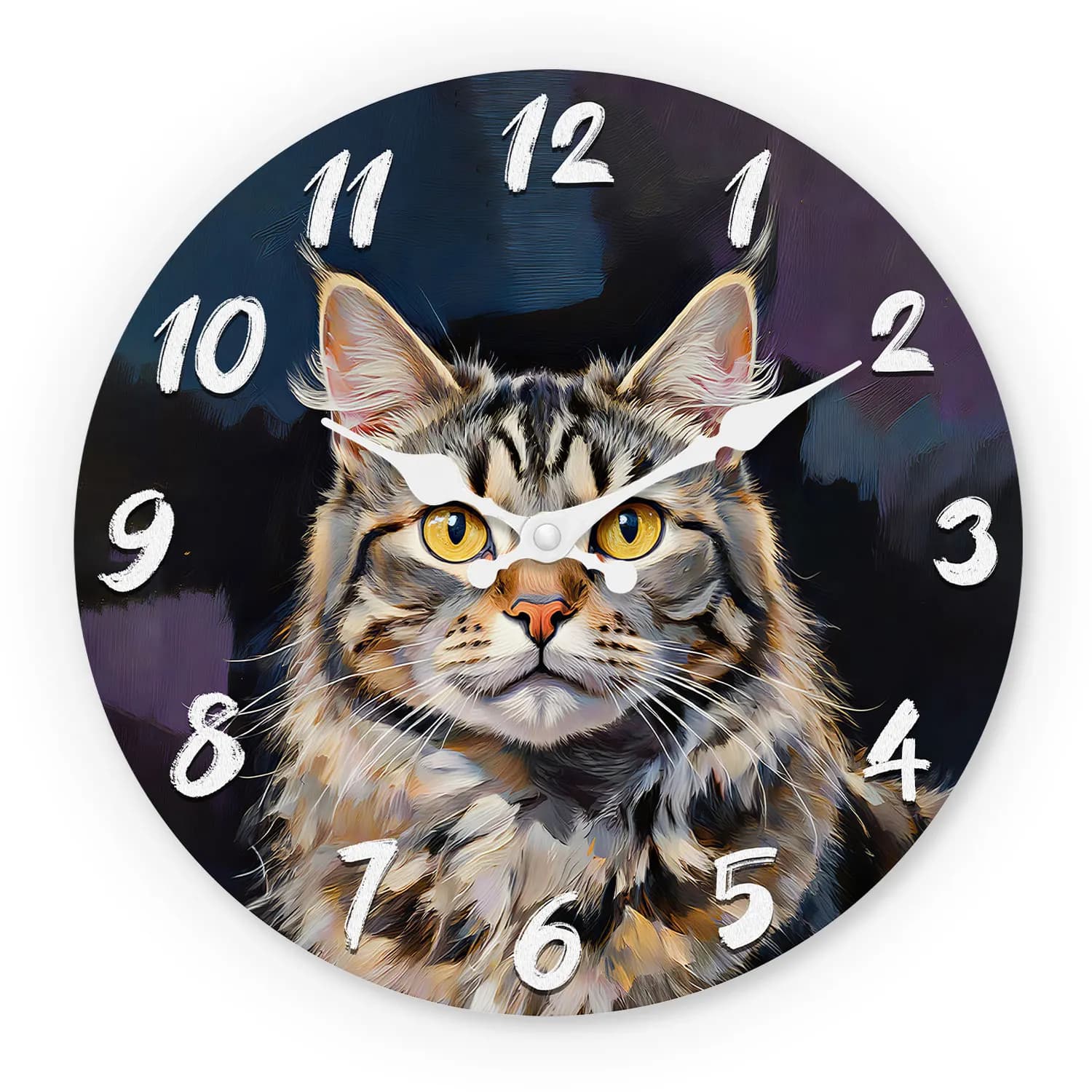 Wooden wall clock with cat pattern, silent 10-16 inch wall clocks, battery powered AA, suitable for living room, bedroom, office, (battery not included), Mother's Day, Easter, early April