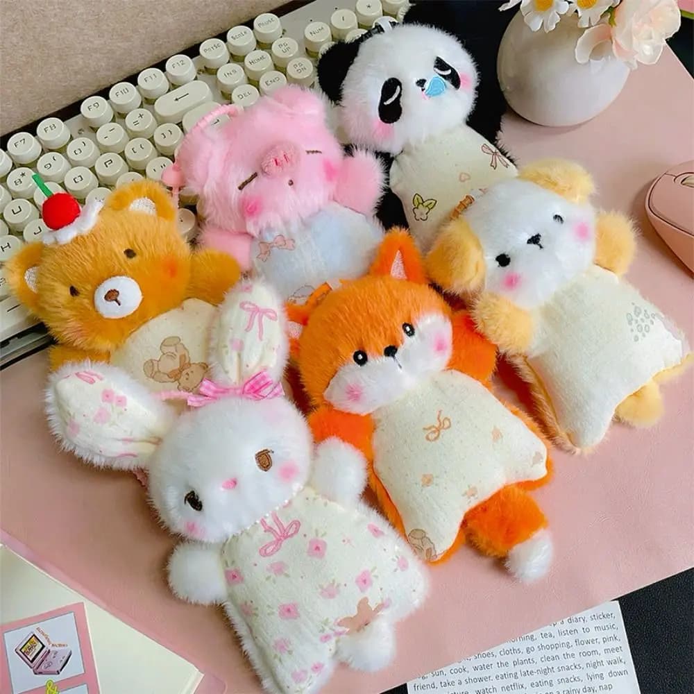 Simpatico Portachiavi con Bambola di Peluche a Forma di Animale Cartone Animato, Cuscino da Polso Multifunzionale a Forma di Topo, Giocattolo Antistress