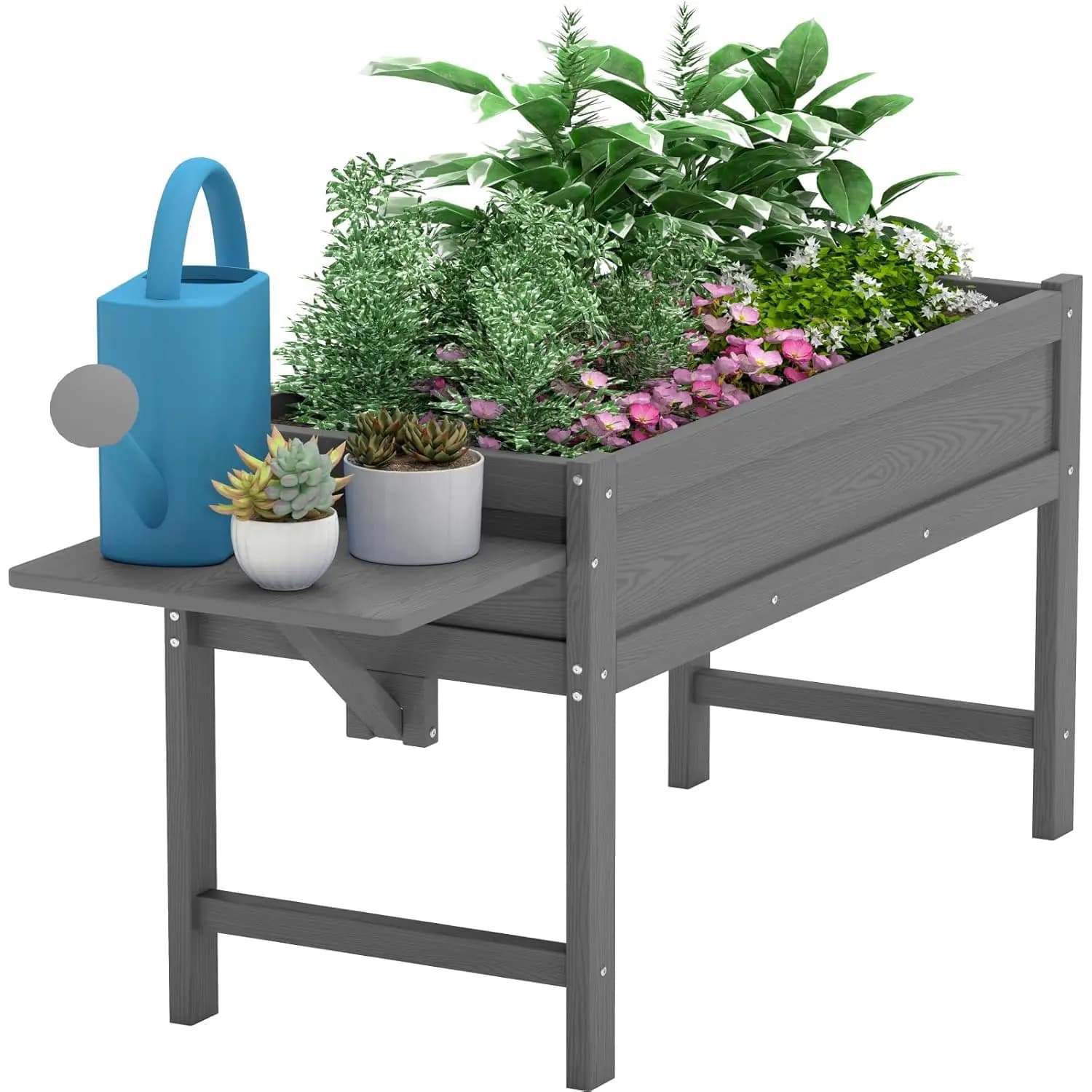 Fioriera Rialzata in HDPE 49x21x27 pollici, Resistente alle Intemperie, per Esterni, per Semi, Erbe, Fiori, Verdure, Personalizzabile
