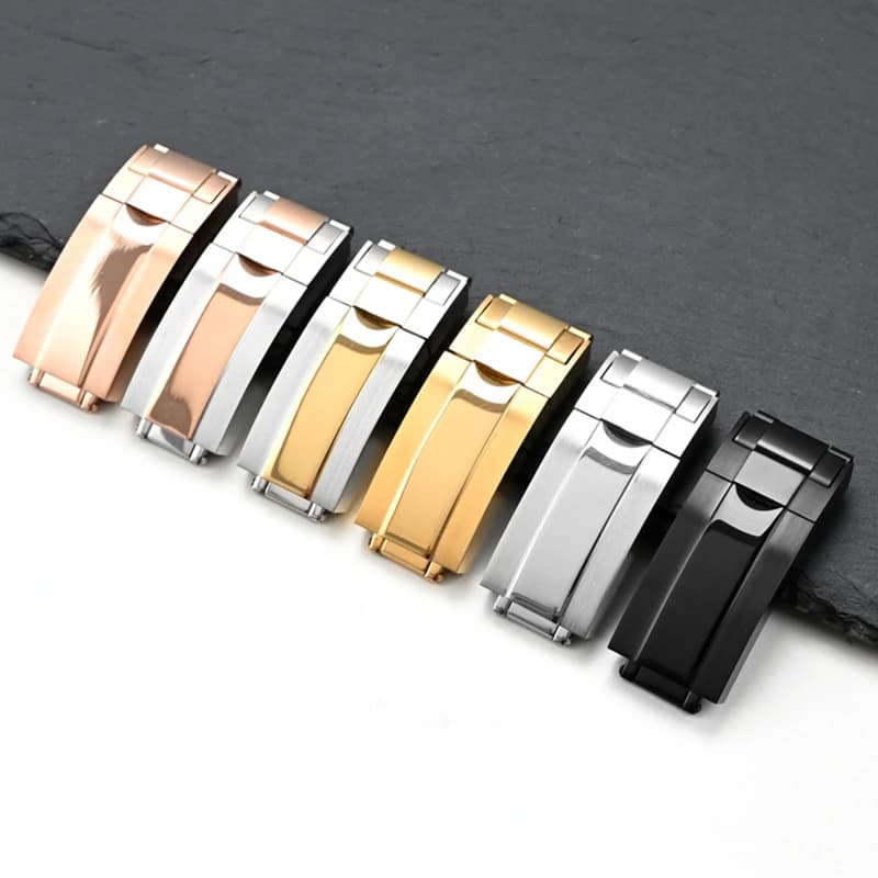 Stainless Steel Watch Closure with Safety Folding Buckle for Rolex Submariner Daytona Yacht Master 16mm Men's Watch Buckle