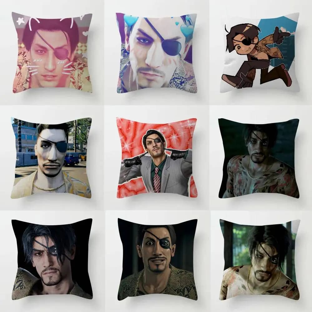 Fodera per cuscino Anime Goro Majima Yakuza meme, fodera per cuscino da divano, decorazione per la casa, regalo per bambini