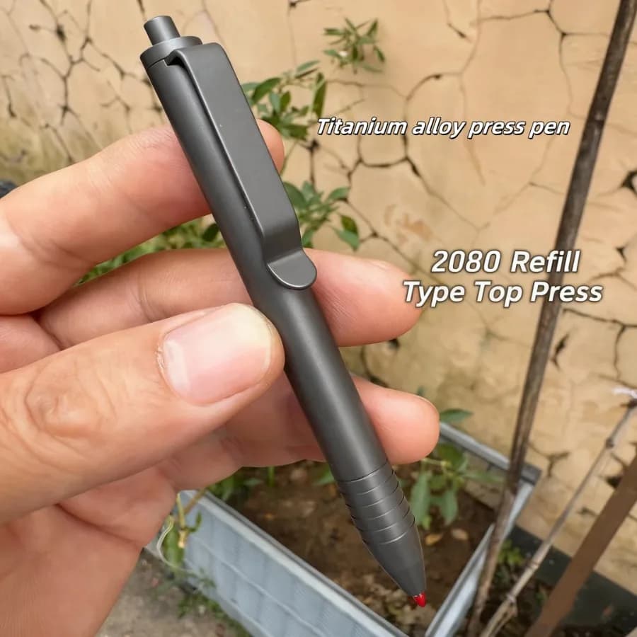 Penna Professionale in Titanio EDC, Meccanismo a Scatto, Penna a Sfera Tascabile Resistente per Affari e Attività all'Aperto