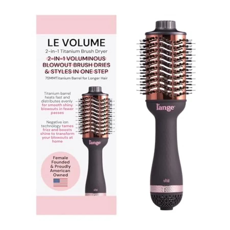 Spazzola per asciugacapelli in titanio 2 in 1, spazzola ad aria calda per asciugare e modellare i capelli, canna ovale ionica per Vo liscio senza crespo