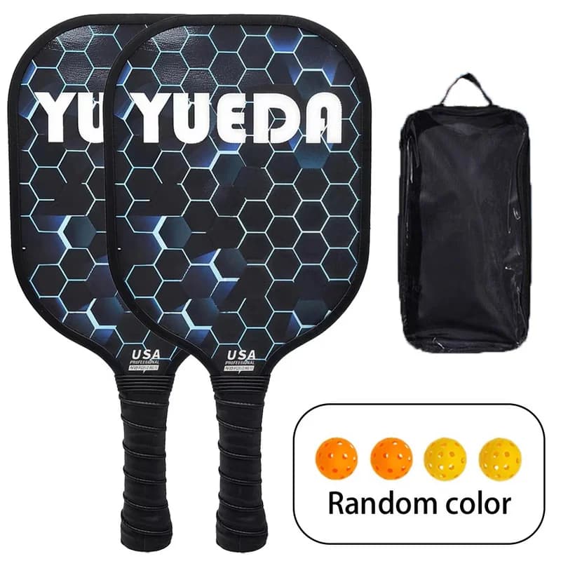 Pickleball Paddle Set Wood Lightweight With Carry Bag and 4 Ballls Pickleball Racket Easy Storage Colorful Pickleball Paddle Set