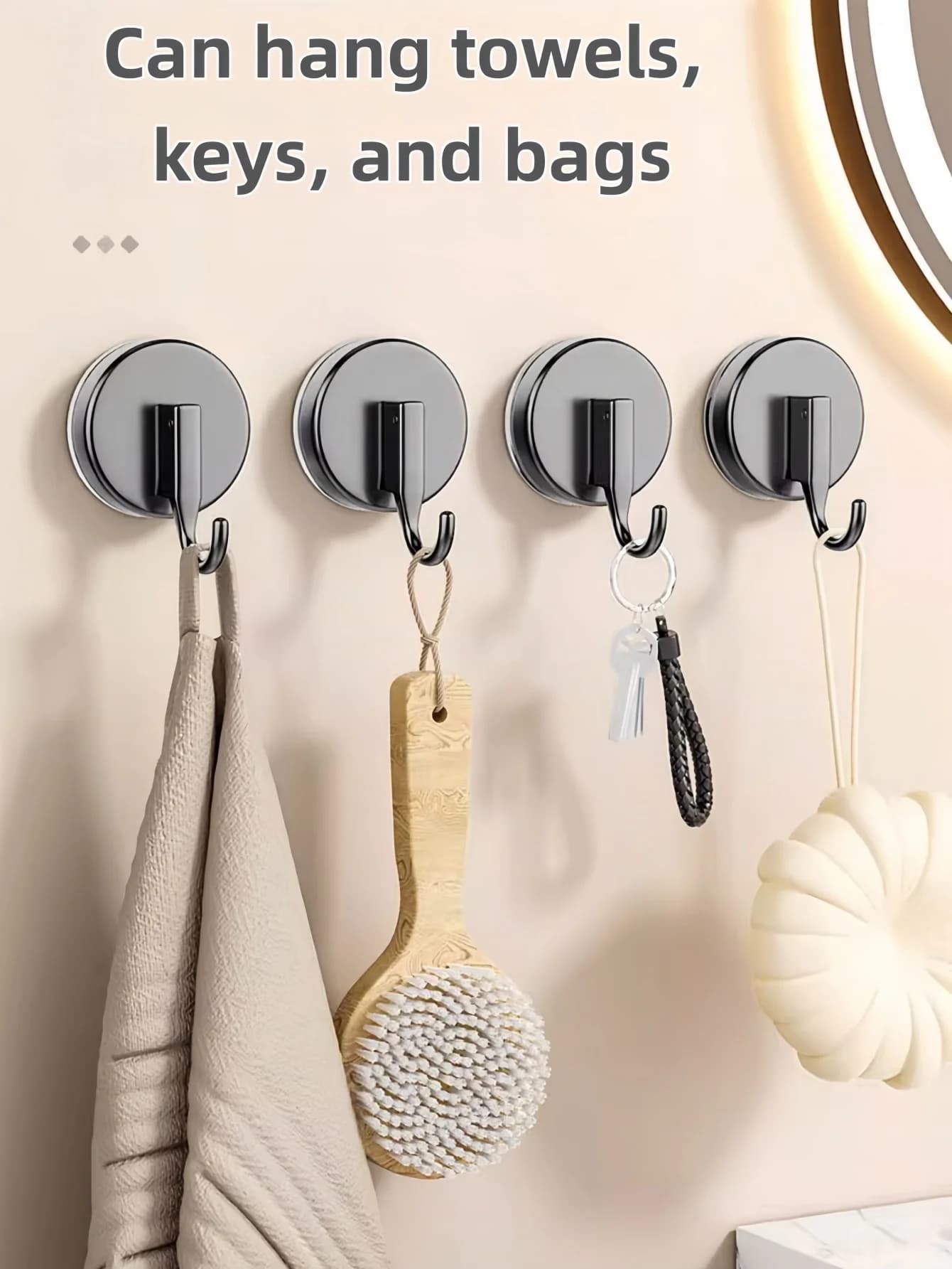 2 ganci a ventosa resistenti, nessuna foratura richiesta, facile da installare, adatti per piastrelle da bagno e cucina, portasciugamani durevole ad adsorbimento sottovuoto