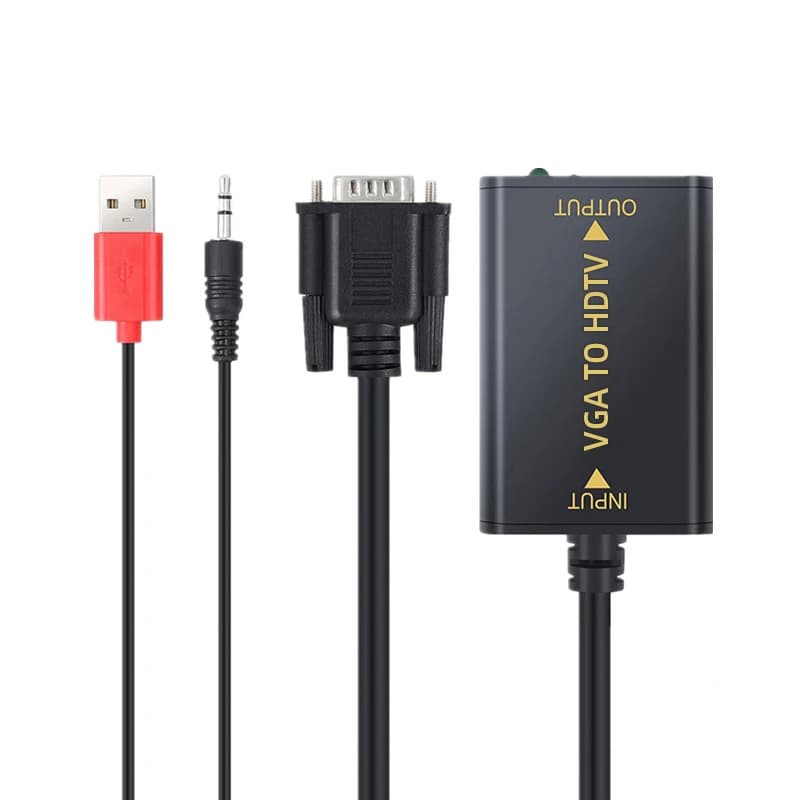 Portable output Plug and play VGA to HDM compatible 1080P HD Audio TV AV HDTV Video cable for PC Converter VGA2HDMI