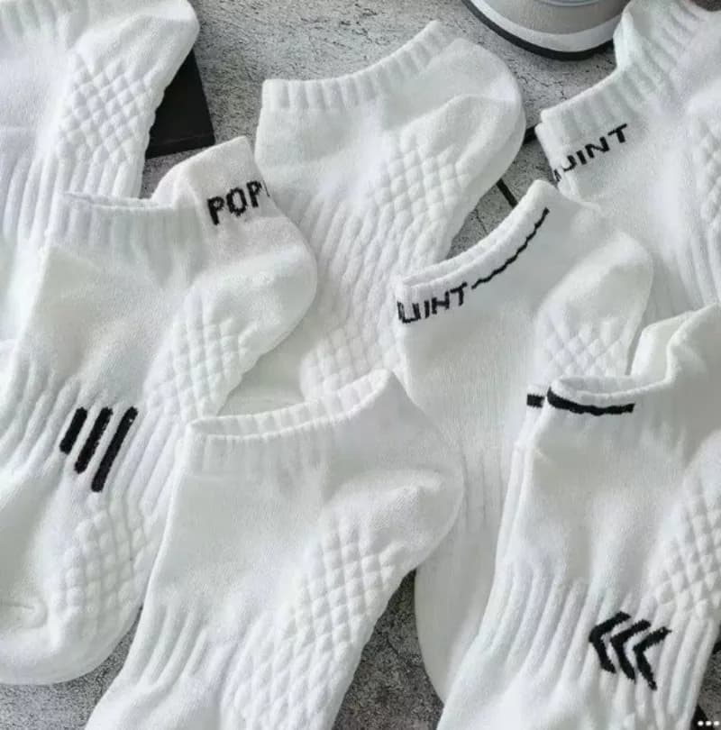 3pair Men White Short Sports Socks Sweat Resistant Breathable Basketball Daily Ankle Socks