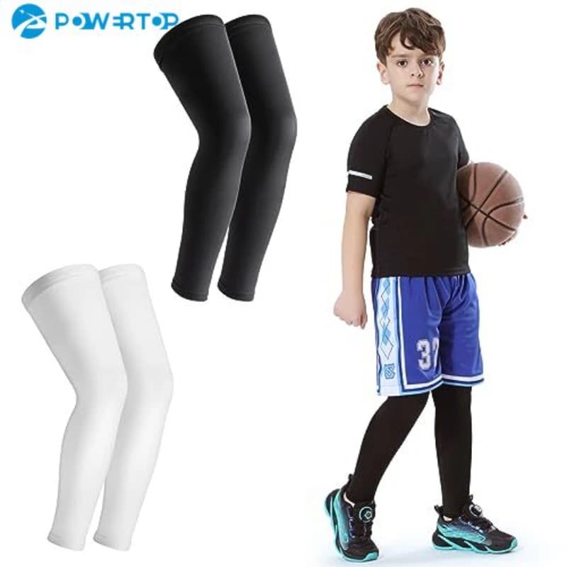 1 paio di maniche lunghe a compressione per bambini, comode e antiscivolo, con protezione UV, supporto per basket, corsa, ciclismo