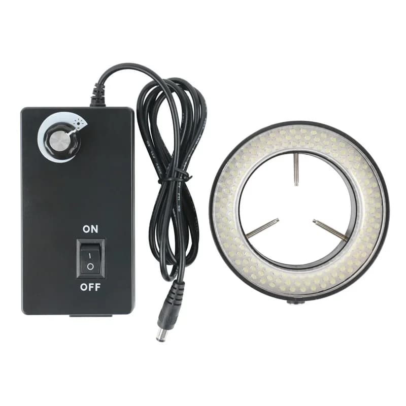 6500K 90V-240V Regolabile 144 LED Lampada ad anello per microscopio trinoculare Videocamera digitale Microscopio stereo industriale