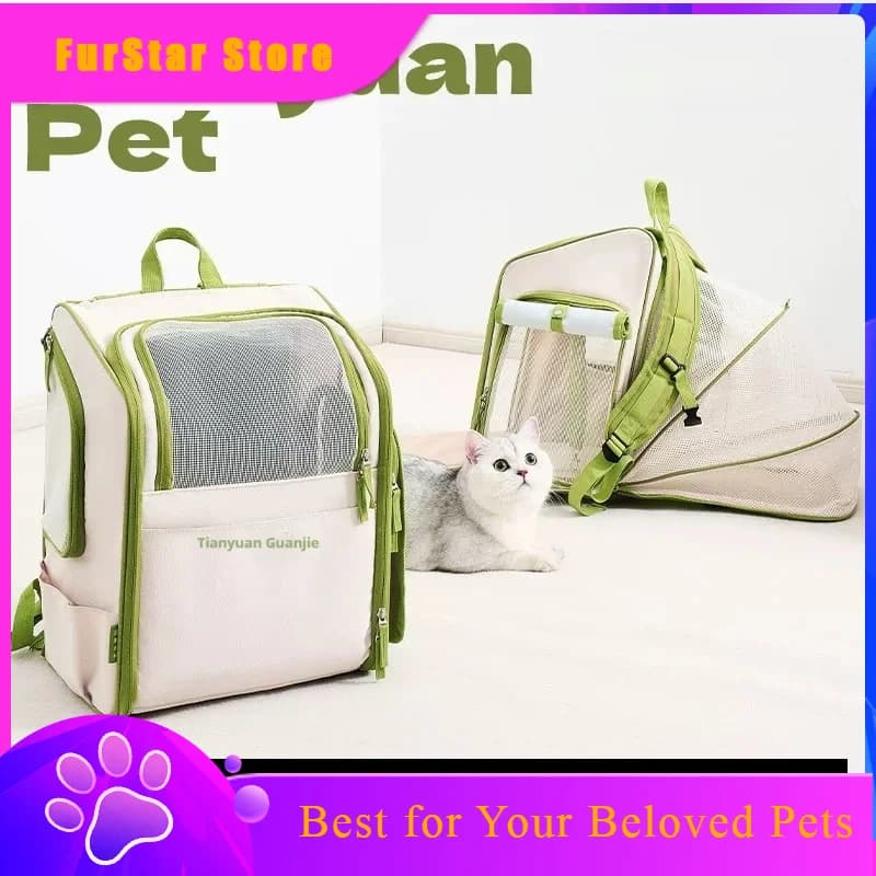 FurStarTianyuan Pet Cat Carrier Backpack Breathable Mesh Large Capacity Lightweight Portable For Outdoor Travel For Small Dog Ca
