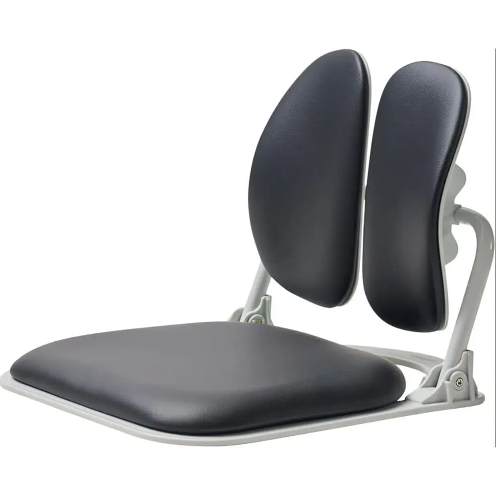 Sedia Ergonomica con Doppio Schienale per Meditazione, Gaming e Lettura - Sedia da Terra Regolabile per Adulti (Pelle Nera)