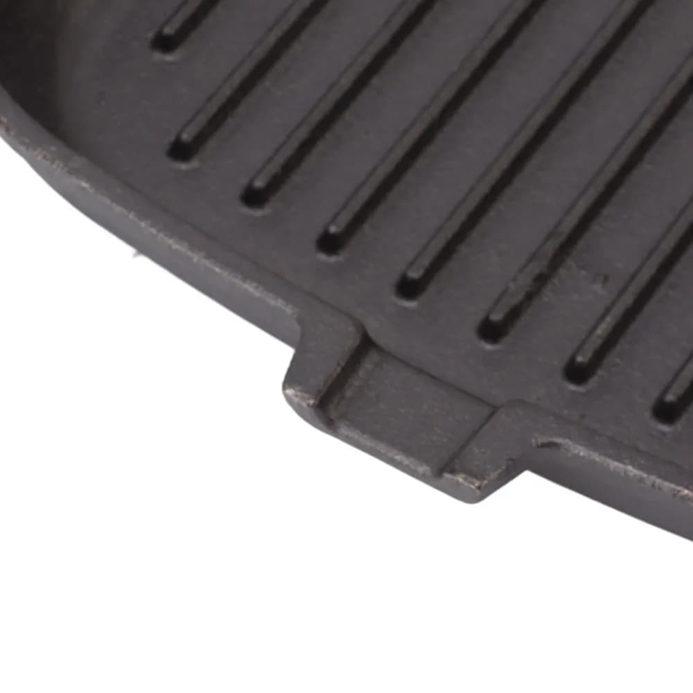 Cast Iron Grill Pan Nonstick Wooden Handle Steak Pan 22cm with Diversion Port Steak Griddle Bacon/Onion/Burgers/Meats