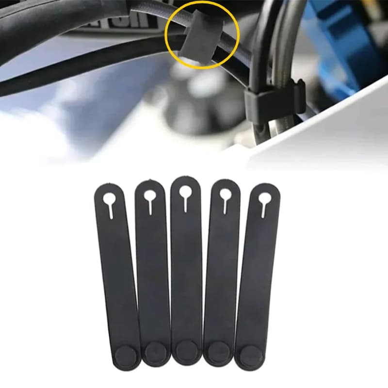 5 Pezzi Fascette Fermacavi per Fissaggio Telaio, Accessori per Cablaggi Moto, Elastici Universali Neri per Moto
