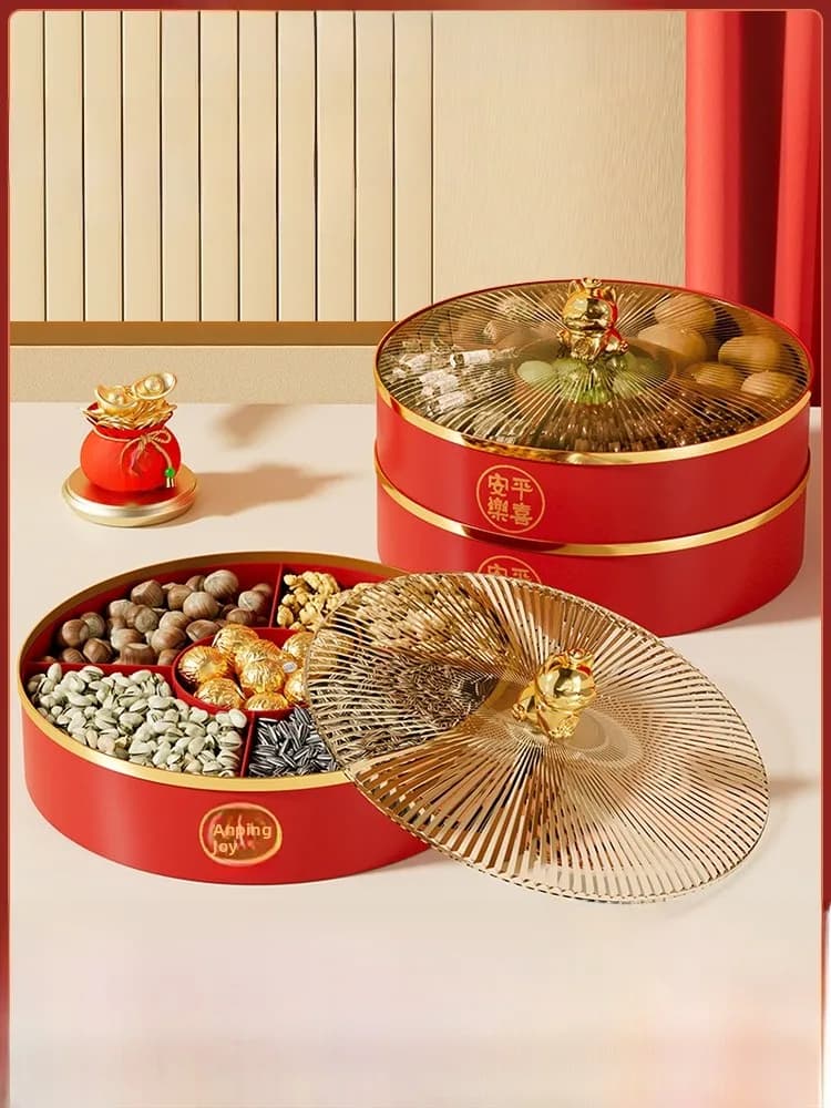 New Year Home Living Room Tea Table Moving Celebration Candy Tray 2026 New Snack Tray Nut Box Dried Fruit Tray PP Material