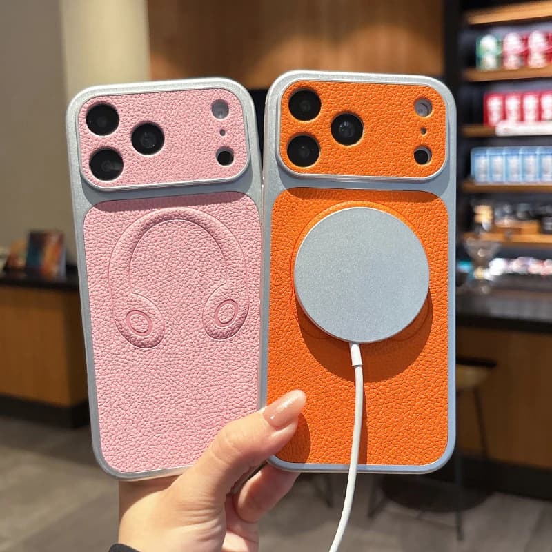 For Magsafe Magnetic PU Leather Hard Back+Heat Dissipation Soft Border Phone Case For iPhone 18 17 Pro Max 15 14 16 Pro Max Case