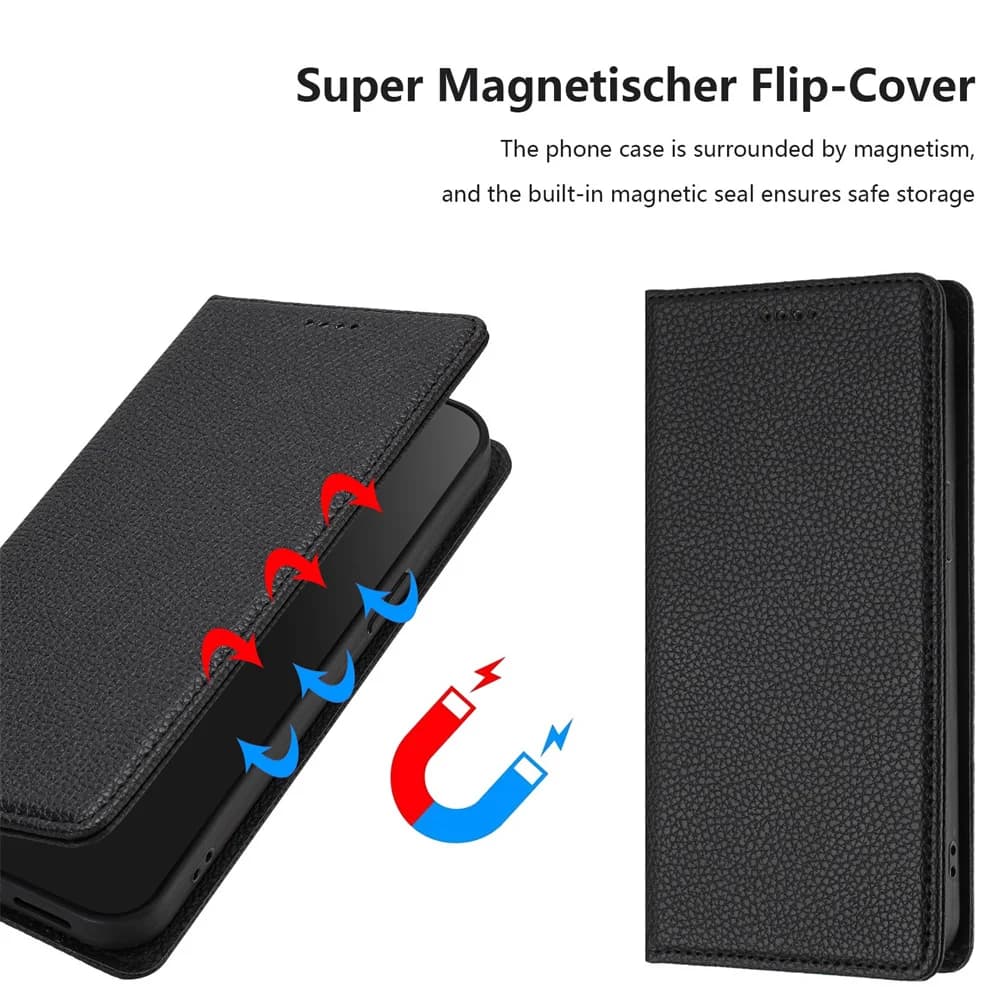 Custodia a Portafoglio in Pelle Magnetica di Lusso con Blocco RFID per Motorola Moto G56 G05 G85 G15 G35 G55 G06 G86 Power con Scomparti per Carte