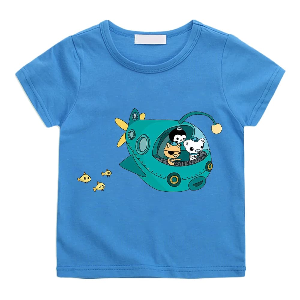 The Octonauts Cartoon Print Anime T-shirt Pure Cotton Cute Funko Tee-shirt Children Camisetas Clothes Tees Top Comic Versatile