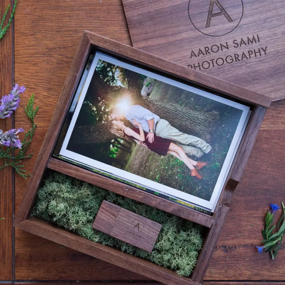 Free Custom Wooden Photo Box and Crystal USB3.0 Flash Drive 256GB 128GB 64GB 32GB 16GB