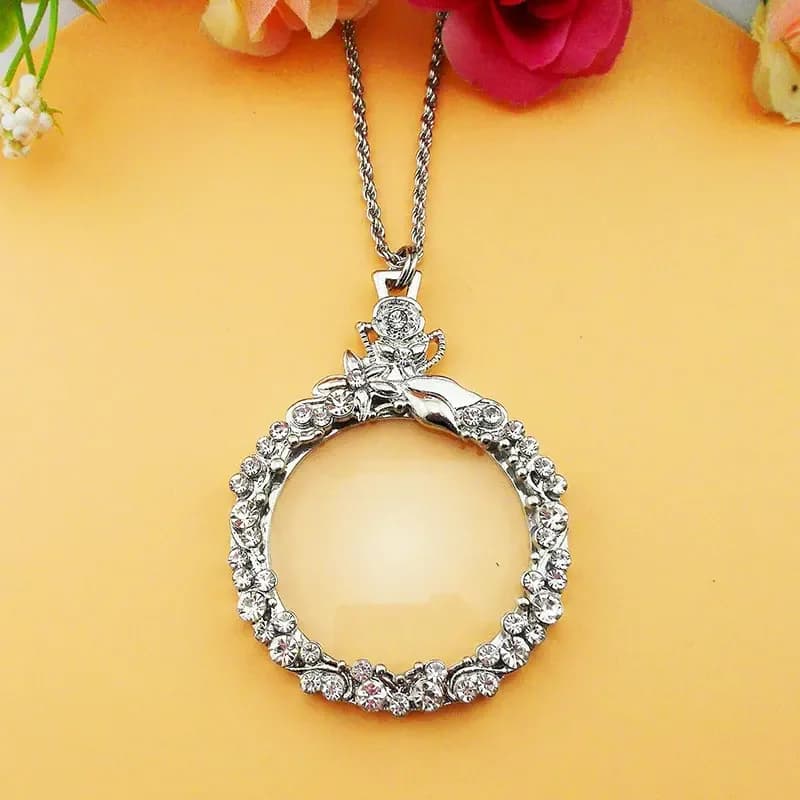 10x Portable Loupe Necklace Reading Magnifier Optical Glass Pendant Sweater Chain Decoration Women Girls Gift Magnifying Glasses