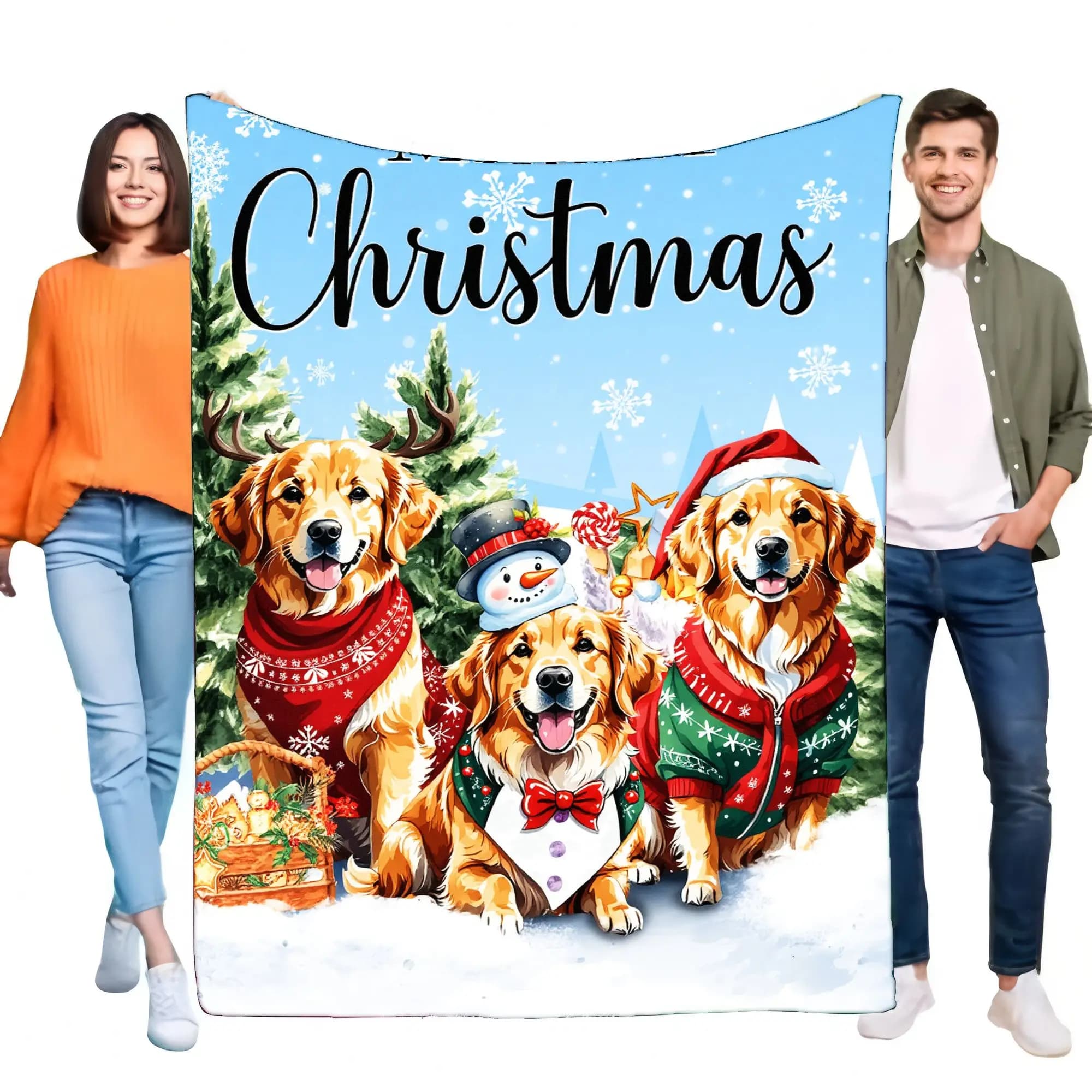 Christmas Golden Retriever Blanket Soft Cozy Throw for Dog Lovers Holiday Decor Ideal Gift for Family and Friends Perfect Warmth