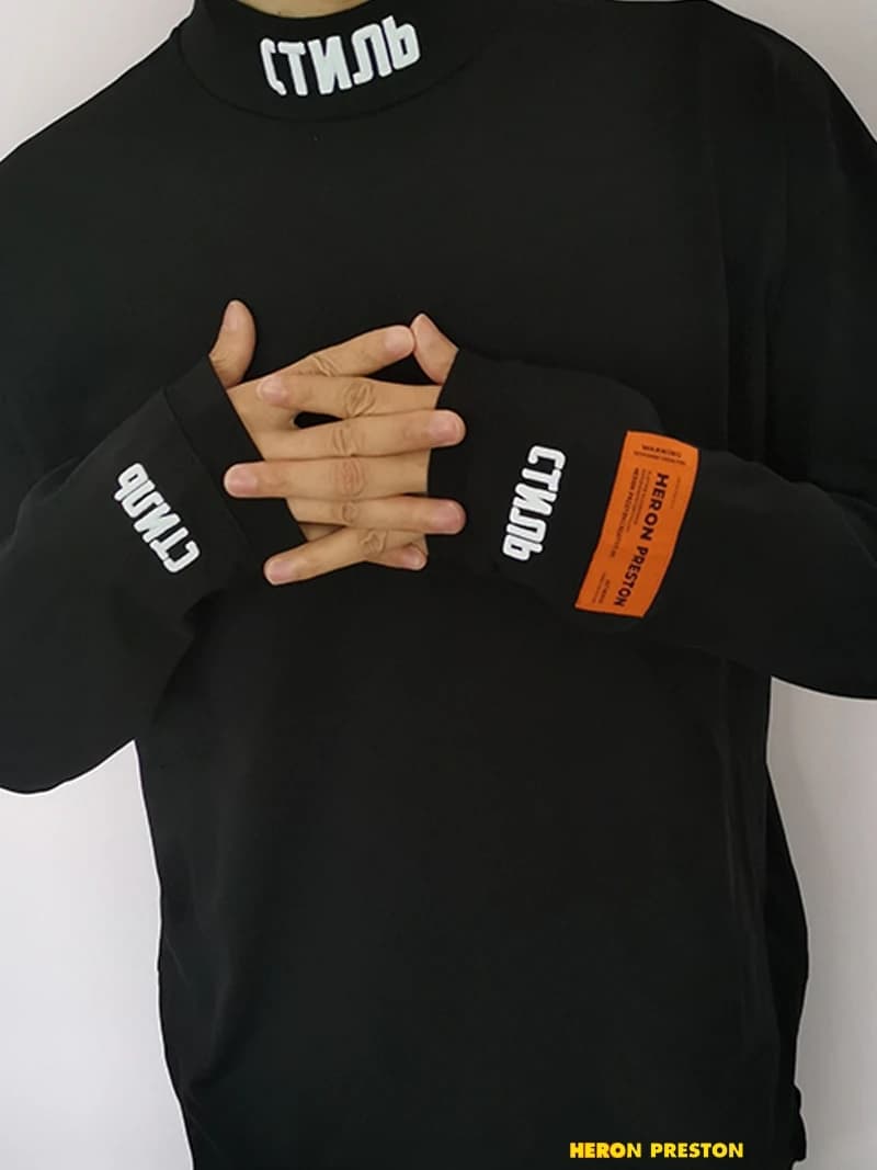 Heropn Preston Long Sleeve T-Shirt Unisex CTNNB Embroidery Black Base Shirt Half High Collar Trendy Cotton Youth Fashion