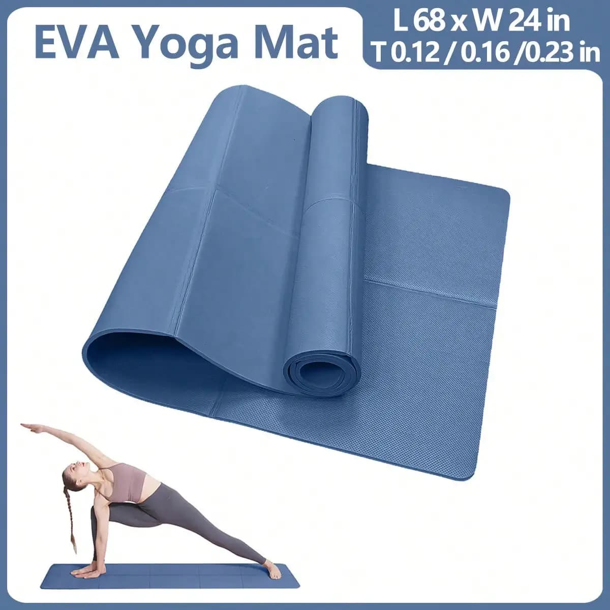 Eco-friendly blue folding yoga mat EVA folding fitness mat 3/4/6 mm thick for yoga floor workouts