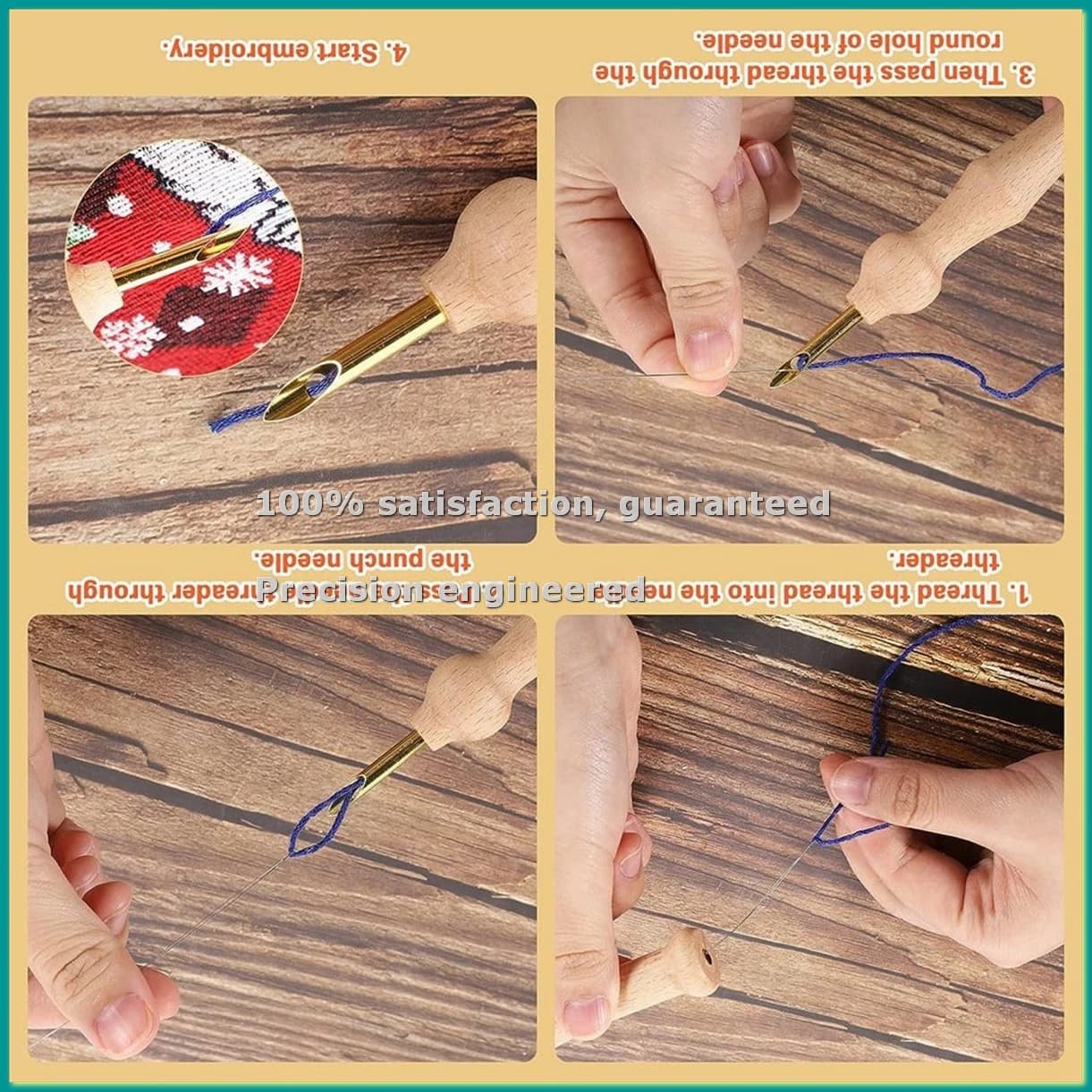 23Pcs Punch Needle Kit, Wooden Punch Needle Set Adjustable for Adults Beginner Embroidery-A14I
