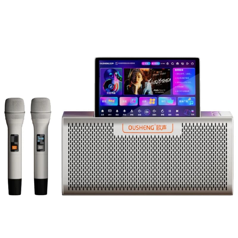 Ousheng Macchina per karaoke domestica all-in-one Doppi microfoni Sistema audio Android KTV Jukebox intelligente per esterni Caratteristiche intelligenti per la casa