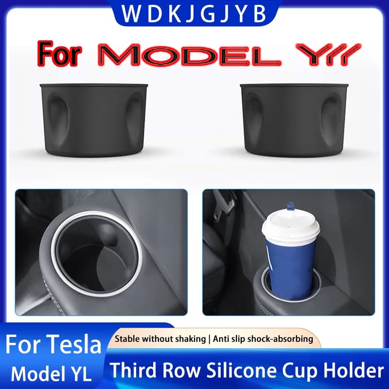 Per Tesla Model YL 2026+ Inserto Portabicchieri in Silicone per Terza Fila, Organizzatore Portabicchieri per Console Centrale, Scatola Portaoggetti, Accessori