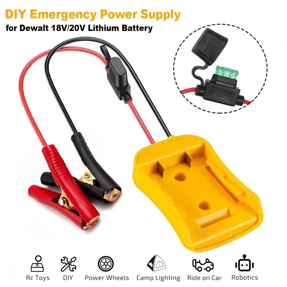 Accenditore per auto Jump Starter per Dewalt 18V Batteria agli ioni di litio Kit di alimentazione di emergenza Interruttore Adattatore di alimentazione booster di emergenza per auto