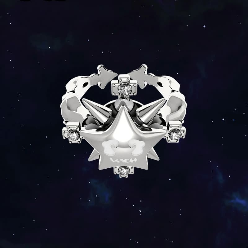 Anelli Hip Hop Punk gotici Lucky Star faccia sorridente zircone luce notturna rotazione anello di fascino Vintage per donna uomo gioielli regalo