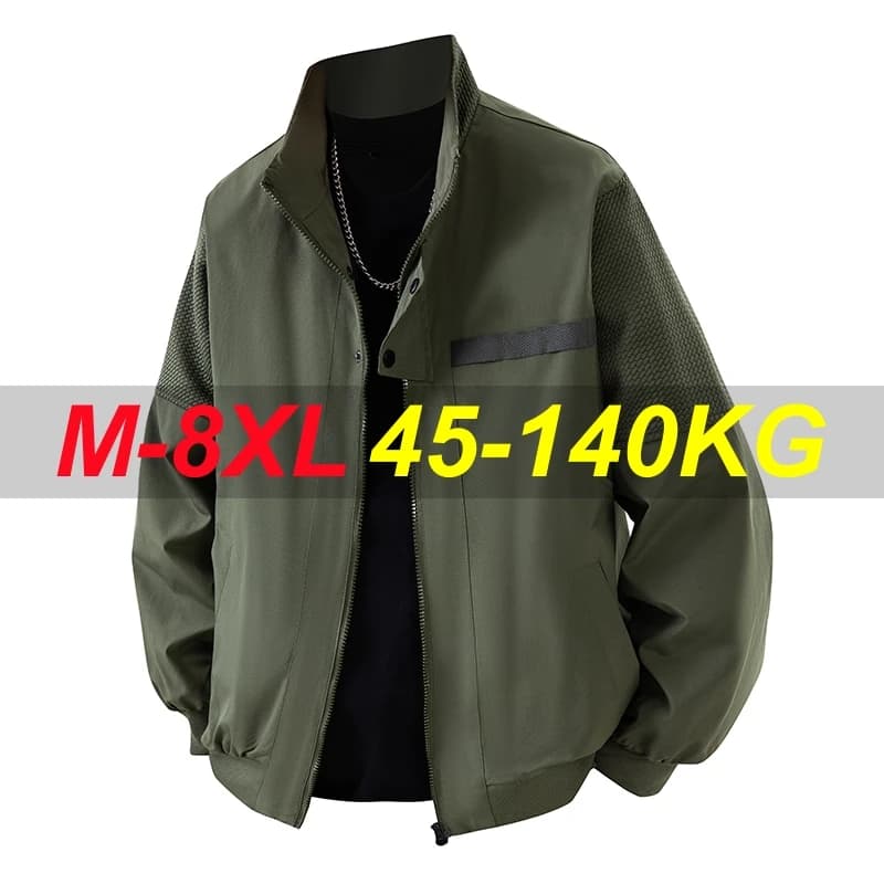2025 Spring Men Jacket Windbreaker Waterproof Plus Size 6XL 7XL 8XL Oversize Black Camping Coats Loose Male Thin Softshell