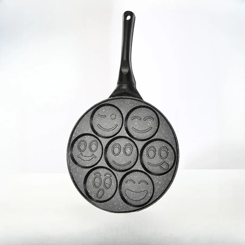 7 holes 26cm smiley face Mini Pancake non-stick Waffle cooking breakfast biscuit fried egg pan