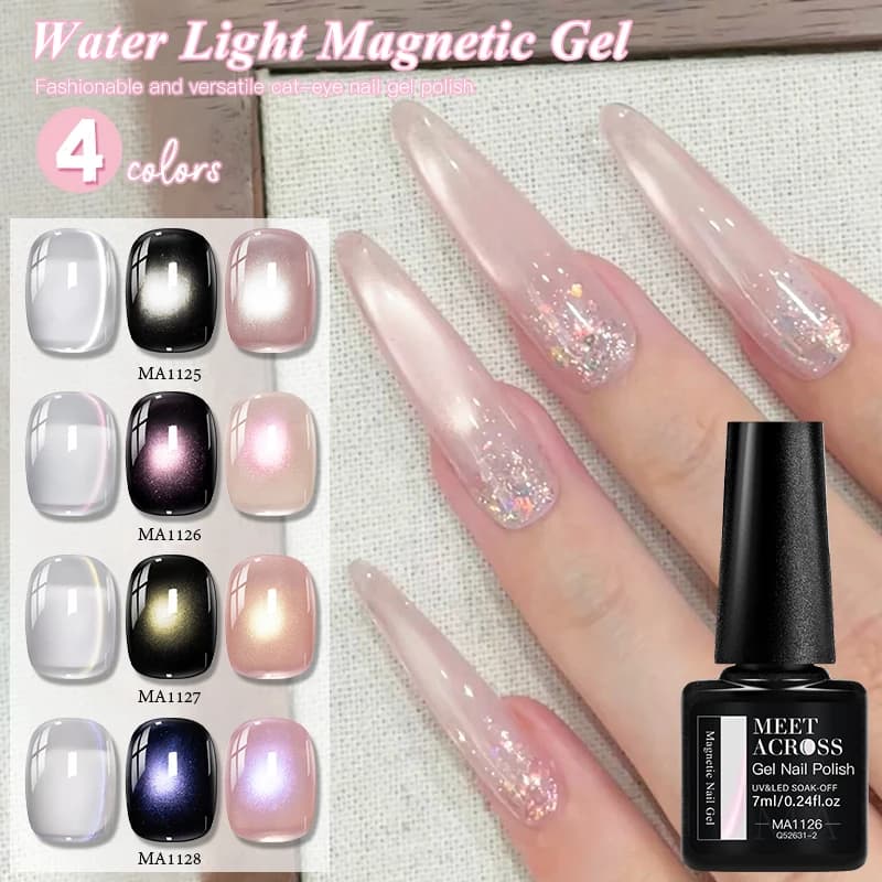 Smalto Semipermanente Magnetico Effetto Perle di Vetro Water Light Cat, Gel UV Soak Off per Manicure e Design Unghie