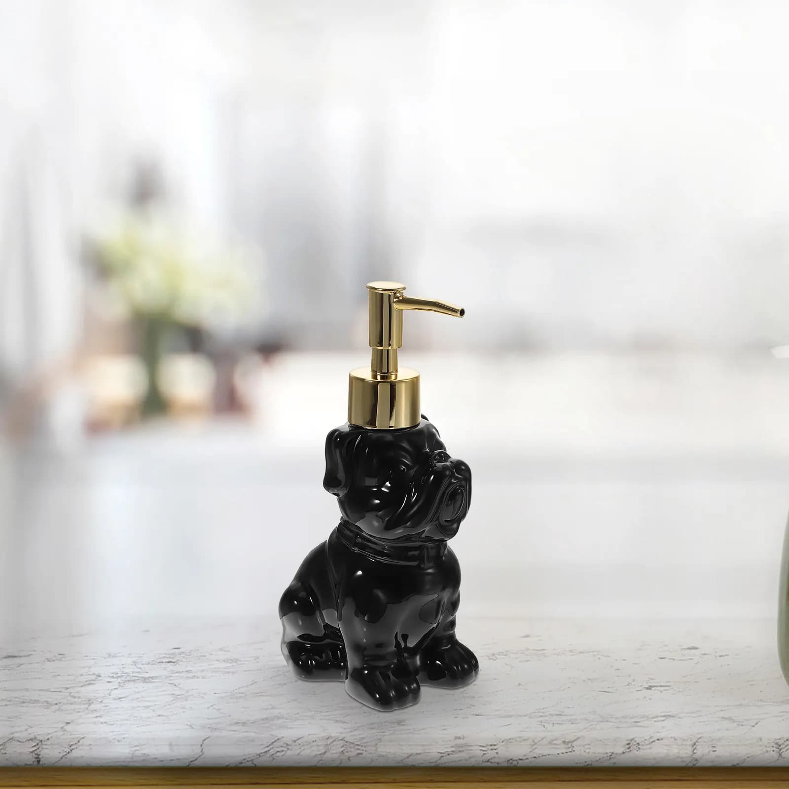 Dispenser di Sapone a Forma di Cane in Ceramica, Ricaricabile, per Bagno, Cucina, Viaggio, Moderno e Decorativo, per Lozione e Shampoo
