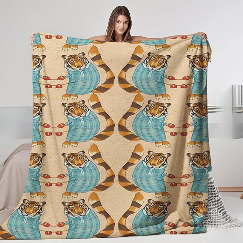 Flannel cover Tiger in strips Quilted sheet with simple and fashionable design Breathable blankets resistant to wrinkles for children