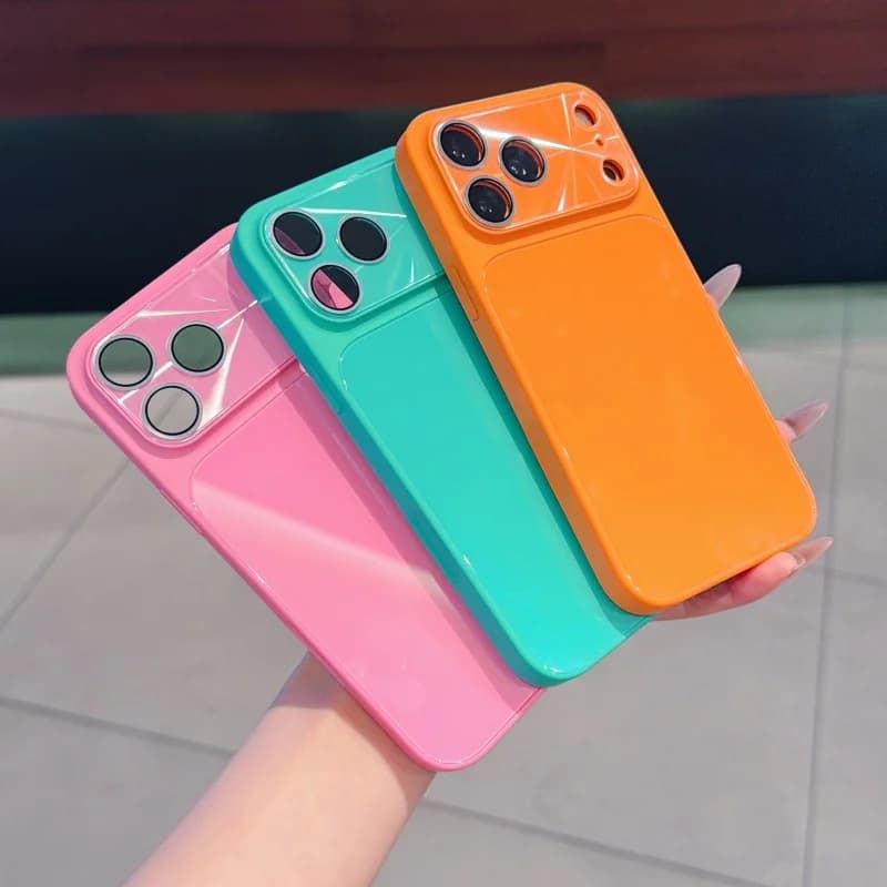 Custodia Protettiva Lusso Aurora in Vetro Temperato con Lente per iPhone 17 12 15 14 13 16 Pro Max, Cover Antiurto in TPU Satinato
