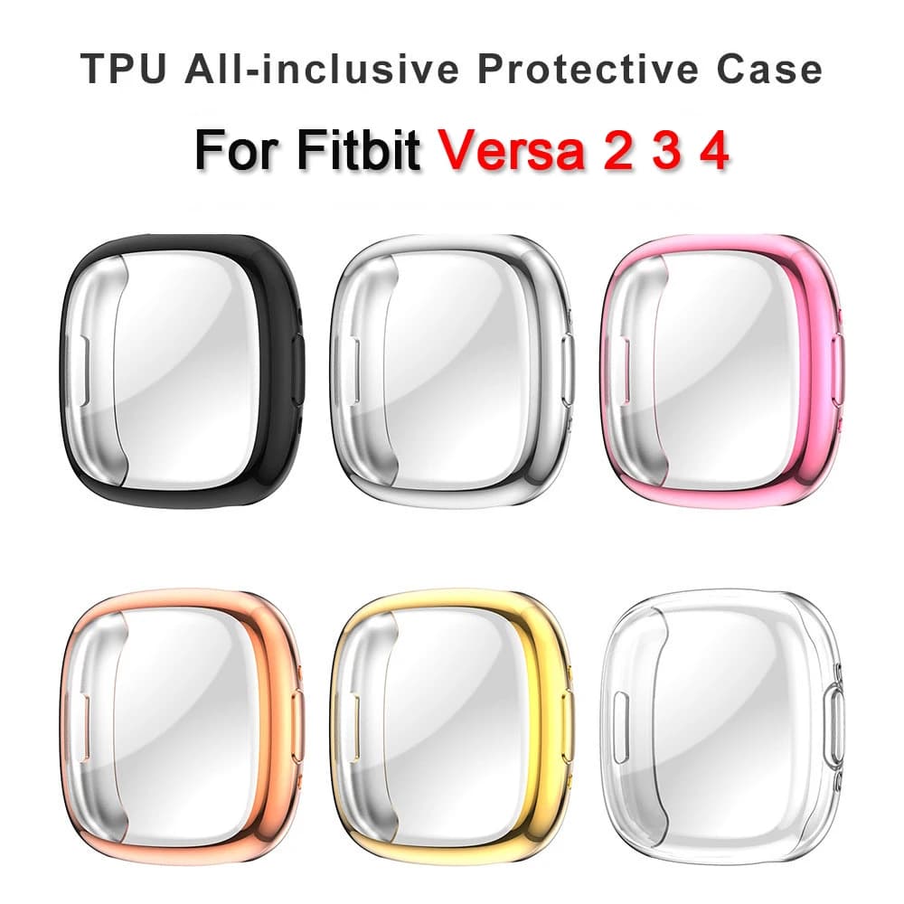 Custodia protettiva per schermo per Fitbit Versa 2/Versa 3/Versa 4 Custodia morbida in TPU con copertura completa placcata per custodia Fitbit Sense 2/Sense