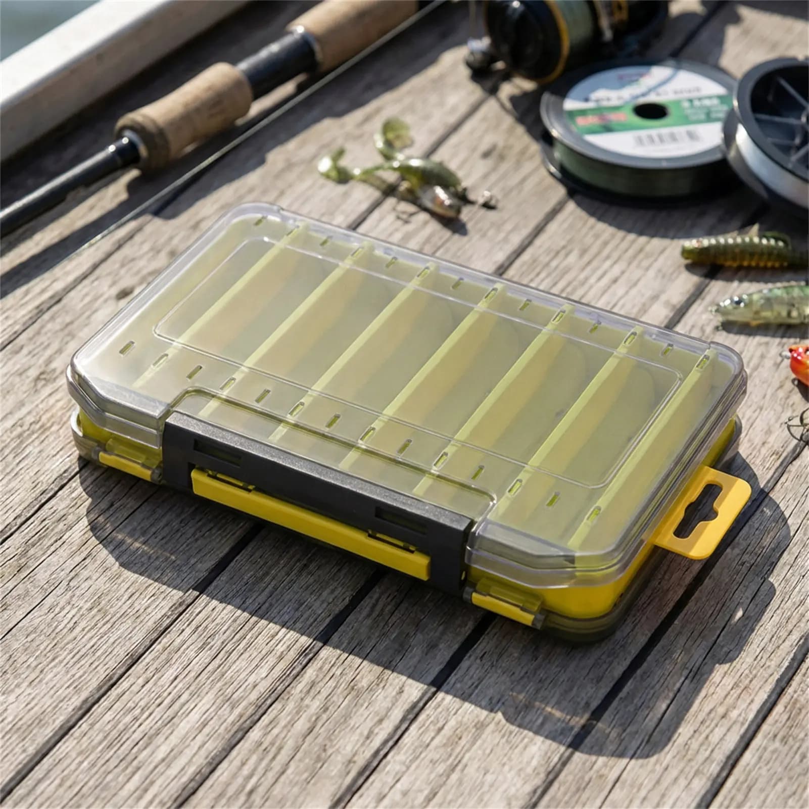 Double side bait box for storing rigid baits and pencil baits