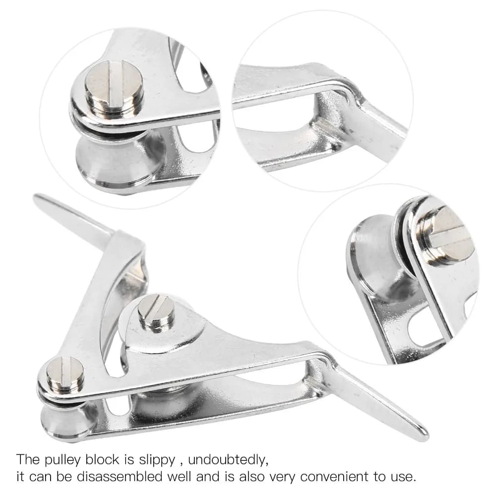 Stainless steel portable double pulley block, mini, 3 sizes, fishing rod tip guide, roller guide for tip, for boat fishing