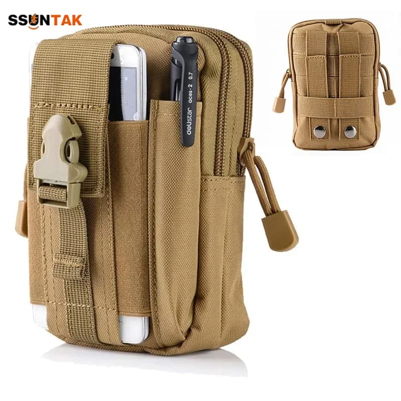 Multifunctional Nylon Waist Bag, Tactical Belt Bag, Portable Pocket for Tools and Telephone, for Hiking, Running, Camping and Travel