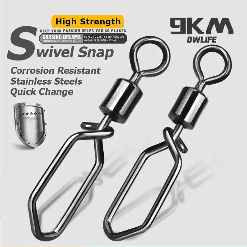 Girelle da pesca Snap 25 ~ 100 pezzi Barile da pesca in acciaio inossidabile Girevole Interblocco Clip Connettore esca da pesca Acqua salata