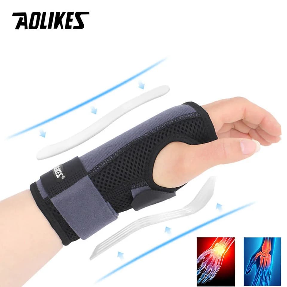 AOLIKES 1PCS Tutore per polso Supporto per polso con stecche, Supporto per mano per artrite del tunnel carpale Recupero distorsione Sollievo dal dolore al polso