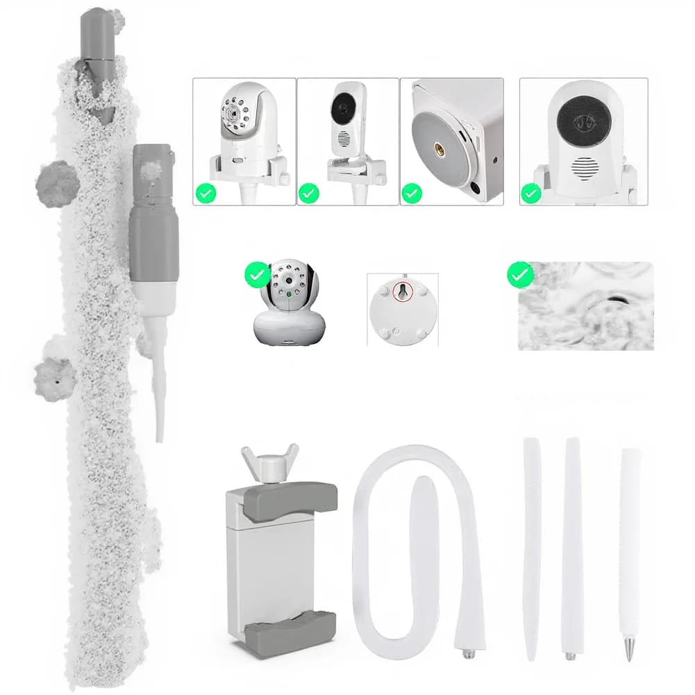 2 Pezzi Supporto Flessibile a Collo d'Oca per Telecamera, Supporto per Baby Monitor, Staffa Girevole, Supporto per Webcam, Supporto CCTV Senza Fori in ABS