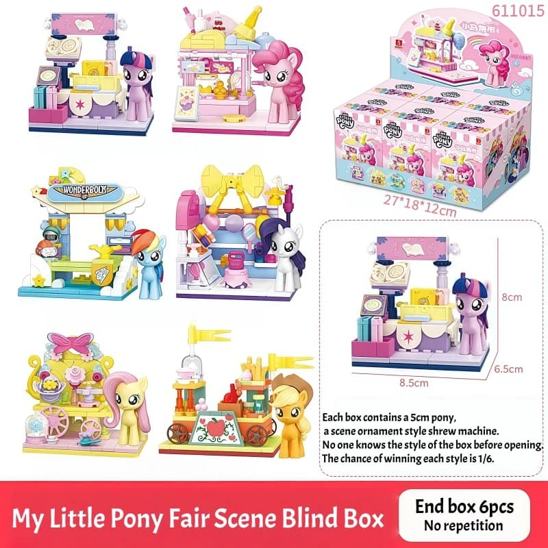 Nuovo My Little Pony Market Building Block Scatola cieca Giocattolo da costruzione Puzzle Piccole particelle Building Block Street View Blind Box
